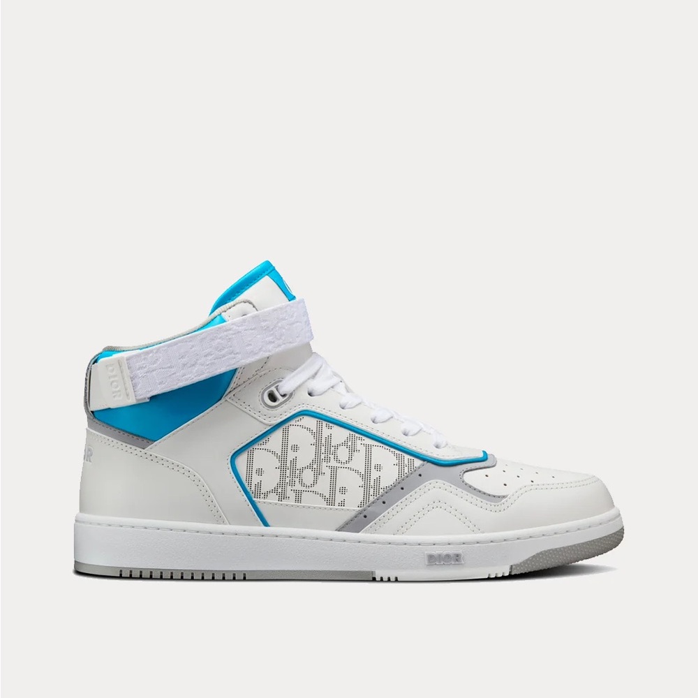 ALMOST MINT | DIOR OBLIQUE B27 Men’s High Top Sneaker in WHITE/LT BLUE | Size 43